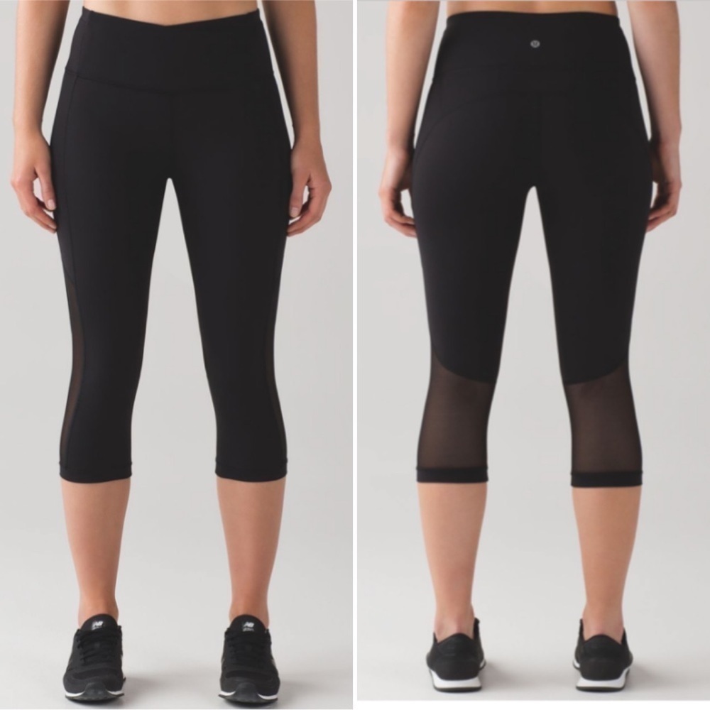 LULULEMON Gear Up black mesh crop capris leggings